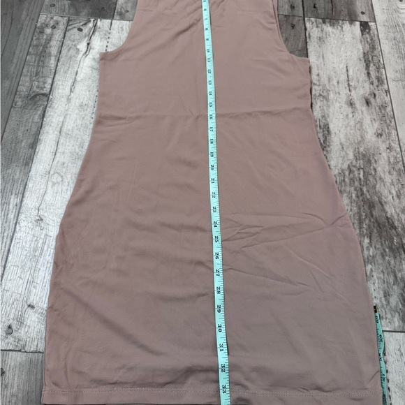 Babaton Contour Mock Neck Taupe Sleeveless Mini Dress Neutral Stretchy Aritzia - Picture 3 of 8